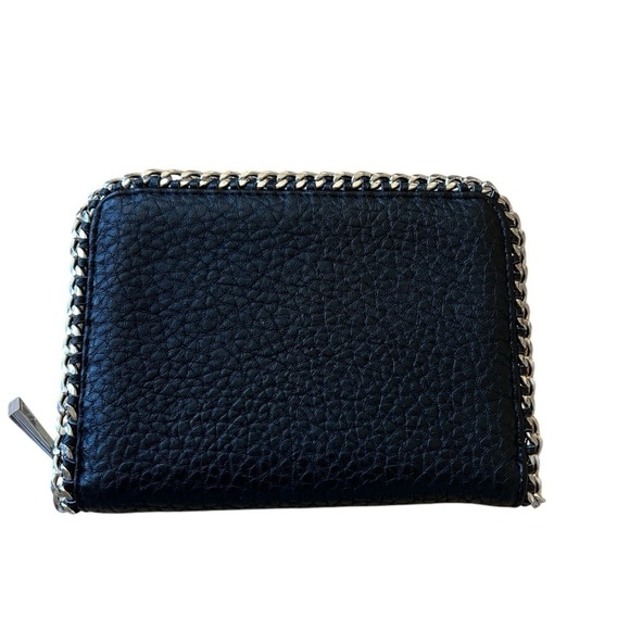 FOREVER 21 ZIP WALLET CARD CARRIER VEGAN LEATHER SILVER CHAIN DETAIL COMPACT - Picture 1 of 6